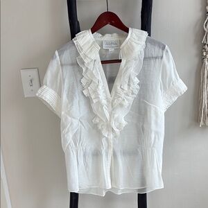 Anthropologie Mare Mare White Ruffled Blouse. Size L
